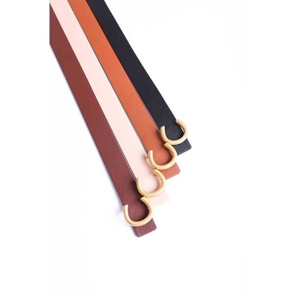 NEW LETO women\'s minimalist leather horseshoe belt in beige main image 4